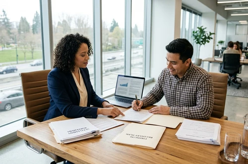 Customer getting answers about their car loan